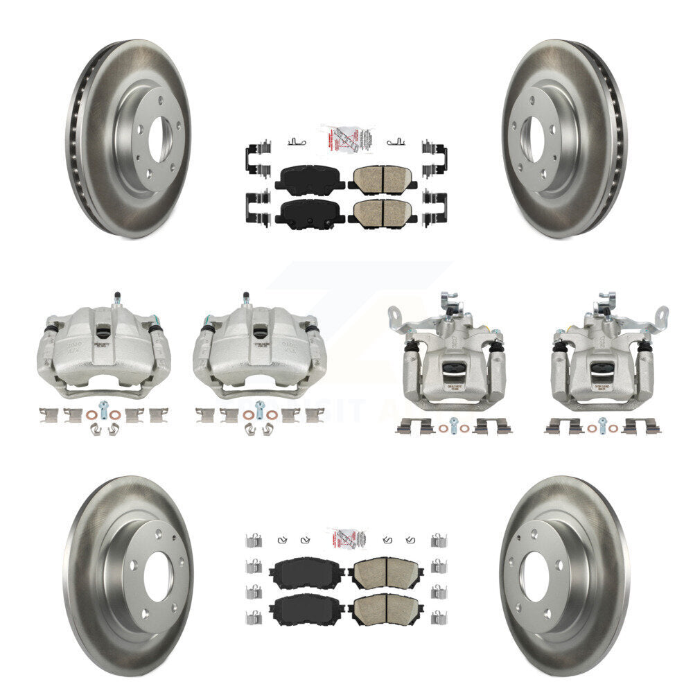 Front Rear Disc Brake Caliper Coated Rotors And Ceramic Pads Kit (10Pc) For Mazda 6 KCG-102311N