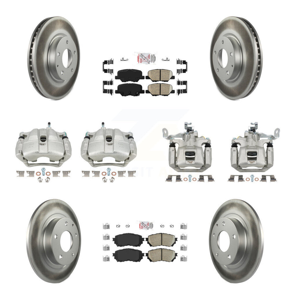 Front Rear Disc Brake Caliper Coated Rotors And Ceramic Pads Kit (10Pc) For Mazda 6 KCG-102311N