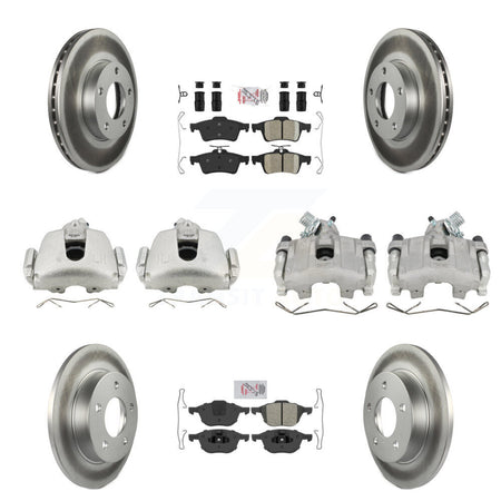 Front Rear Disc Brake Caliper Coat Rotors & Ameribrakes Pad Kit (10Pc) For Mazda 3 Sport KCG-102323N