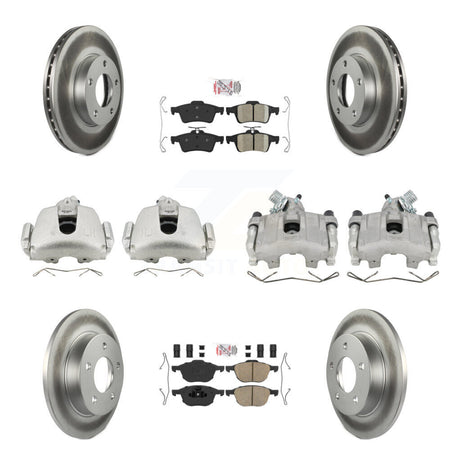 Front Rear Disc Brake Caliper Coated Rotors And Ceramic Pad Kit (10Pc) For Mazda 3 Sport KCG-102324N