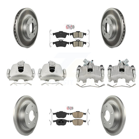 Front Rear Disc Brake Caliper Coated Rotors And Ceramic Pad Kit (10Pc) For Mazda 3 Sport KCG-102325N