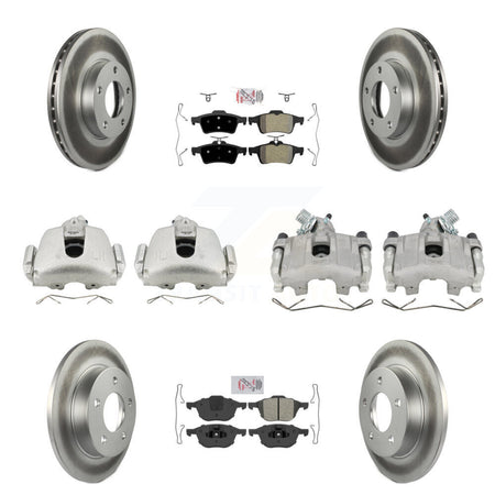 Front Rear Disc Brake Caliper Coat Rotors Semi-Metallic Pad Kit (10Pc) For Mazda 3 Sport KCG-102329N