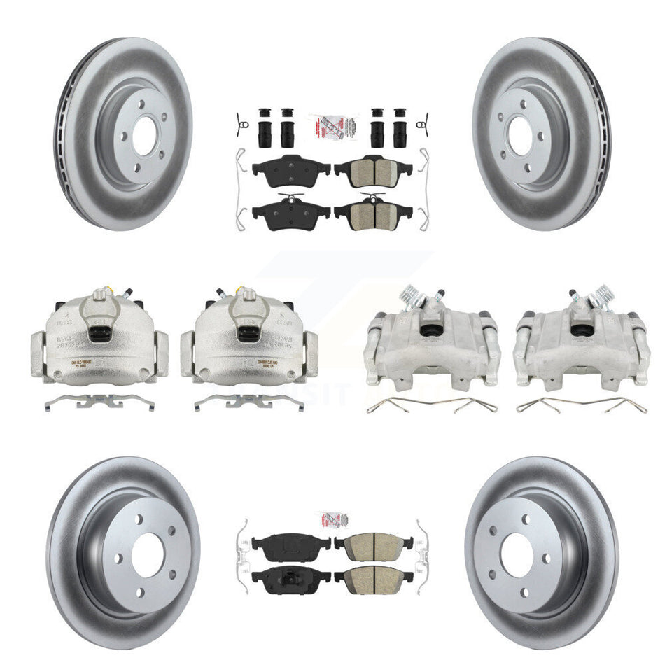 Front Rear Disc Brake Caliper Coated Rotors And Ceramic Pads Kit (10Pc) For Ford Escape KCG-102332N