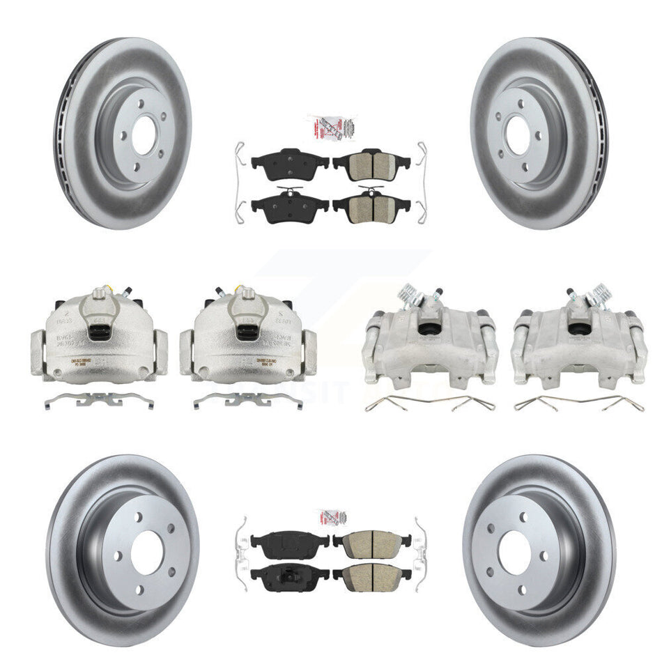 Front Rear Disc Brake Caliper Coated Rotors And Ceramic Pads Kit (10Pc) For Ford Escape KCG-102337N