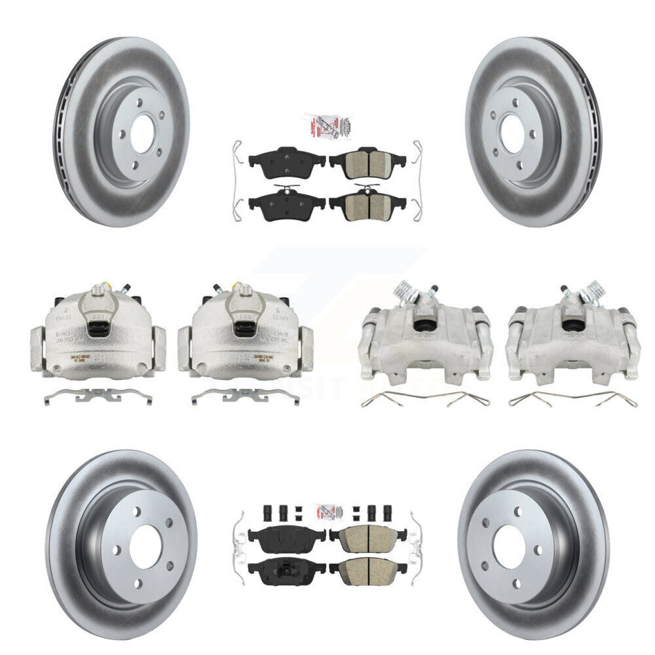 Front Rear Disc Brake Caliper Coated Rotors And Ceramic Pads Kit (10Pc) For Ford Escape KCG-102338N