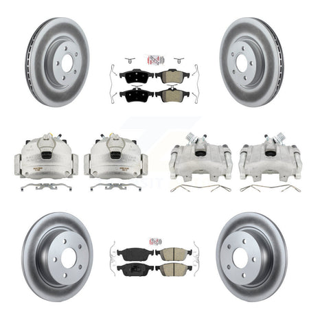 Front Rear Disc Brake Caliper Coat Rotors And Ameribrakes Pad Kit (10Pc) For Ford Escape KCG-102342N