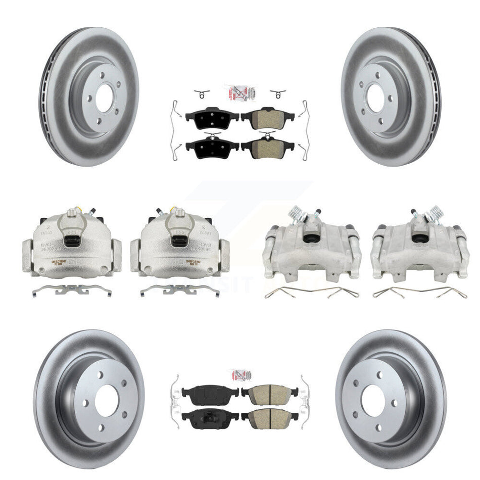 Front Rear Disc Brake Caliper Coat Rotors And Ameribrakes Pad Kit (10Pc) For Ford Escape KCG-102342N