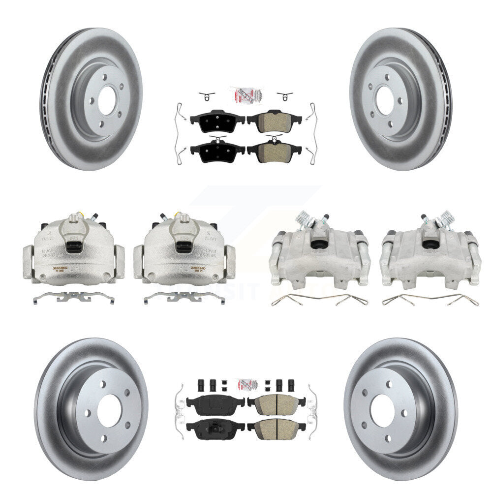 Front Rear Disc Brake Caliper Coat Rotors And Ameribrakes Pad Kit (10Pc) For Ford Escape KCG-102343N