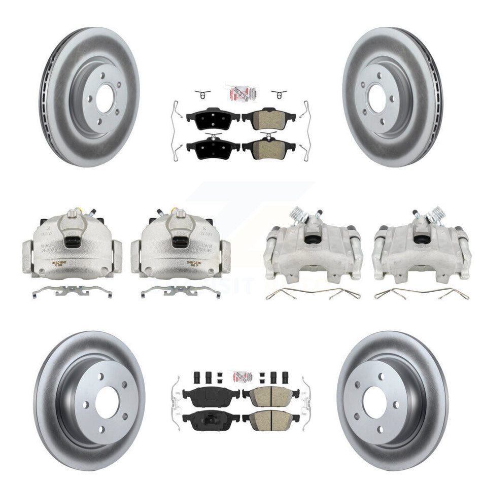 Front Rear Disc Brake Caliper Coat Rotors And Ameribrakes Pad Kit (10Pc) For Ford Escape KCG-102343N