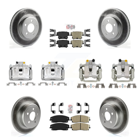 Front Rear Disc Brake Caliper Coat Rotor & Ceramic Pad Kit (10Pc) For Chrysler 300 Dodge KCG-102361N