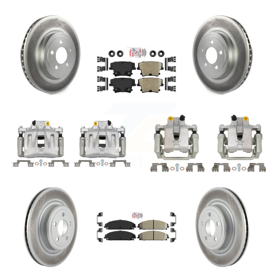 Front Rear Brake Caliper Coat Rotor & Ceramic Pad Kit (10Pc) For 2011 Dodge Charger 3.6L KCG-102370N