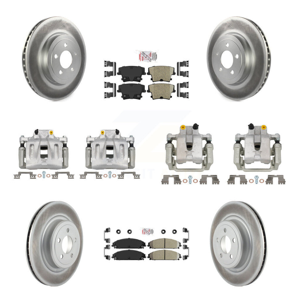 Front Rear Brake Caliper Coat Rotor & Ceramic Pad Kit (10Pc) For 2011 Dodge Charger 3.6L KCG-102373N