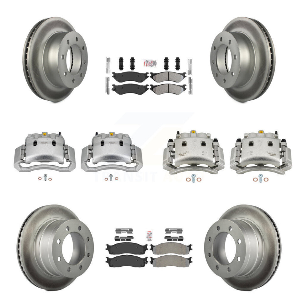 Front Rear Disc Brake Caliper Coat Rotor Semi-Metallic Pad Kit (10Pc) For Dodge Ram 3500 KCG-102374N
