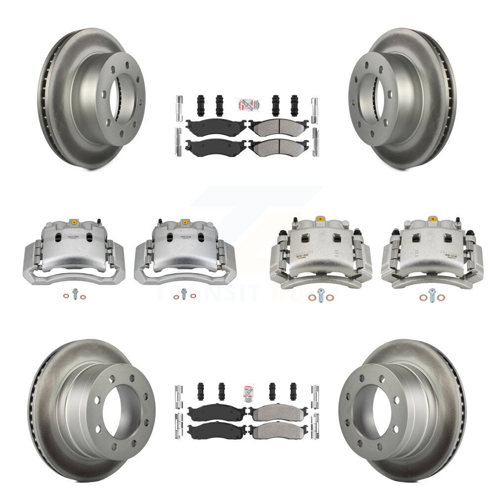 Front Rear Disc Brake Caliper Coat Rotor Semi-Metallic Pad Kit (10Pc) For Dodge Ram 3500 KCG-102375N