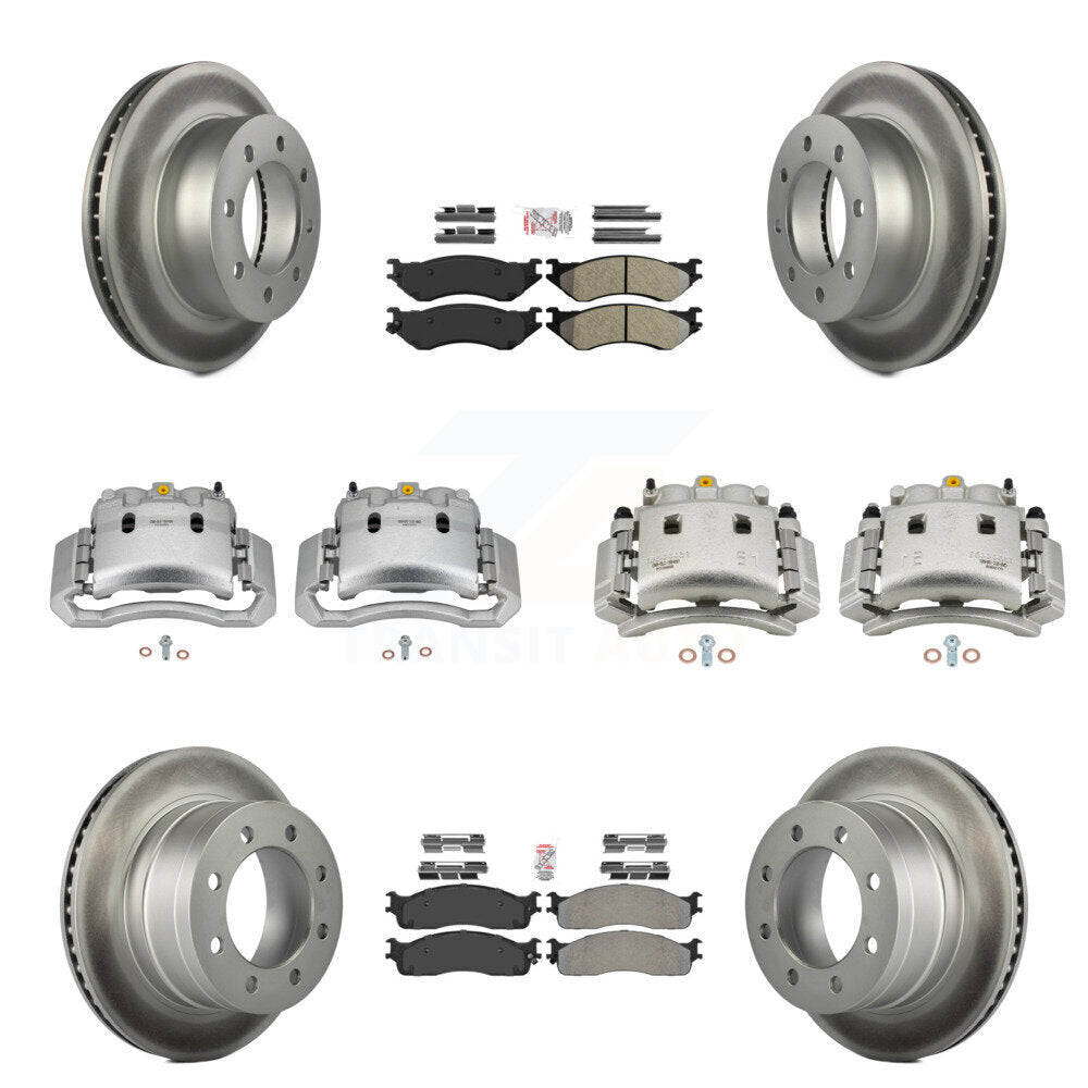 Front Rear Disc Brake Caliper Coat Rotor Semi-Metallic Pad Kit (10Pc) For Dodge Ram 3500 KCG-102376N
