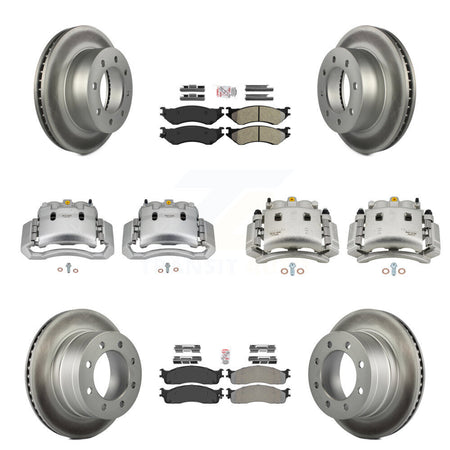 Front Rear Disc Brake Caliper Coat Rotor Semi-Metallic Pad Kit (10Pc) For Dodge Ram 3500 KCG-102376N