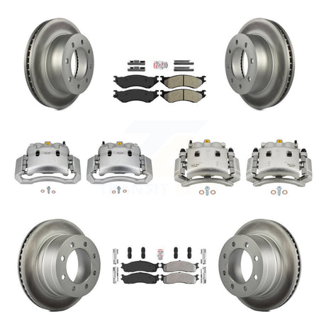 Front Rear Disc Brake Caliper Coat Rotor Semi-Metallic Pad Kit (10Pc) For Dodge Ram 3500 KCG-102377N