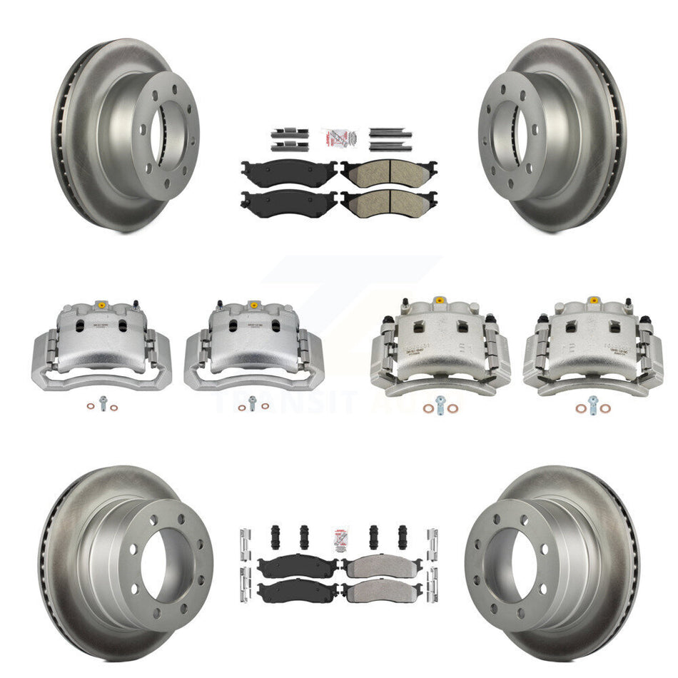 Front Rear Disc Brake Caliper Coat Rotor Semi-Metallic Pad Kit (10Pc) For Dodge Ram 3500 KCG-102377N
