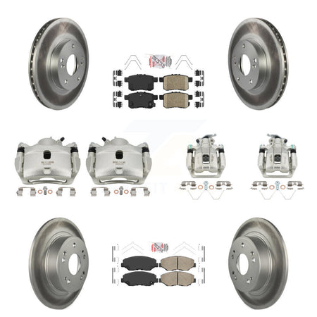 Front Rear Disc Brake Caliper Coated Rotors And Ceramic Pads Kit (10Pc) For Honda Accord KCG-102382N
