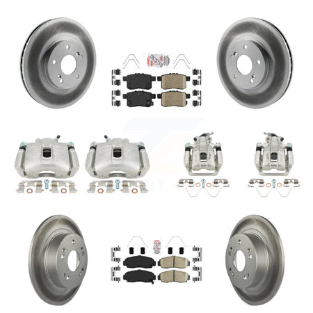 Front Rear Brake Caliper Coat Rotors & Ceramic Pad Kit (10Pc) For Honda Accord Acura TSX KCG-102384N