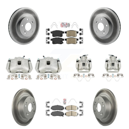 Front Rear Brake Caliper Coat Rotors & Ceramic Pad Kit (10Pc) For Honda Accord Acura TSX KCG-102385N