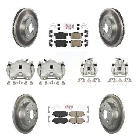 Front Rear Disc Brake Caliper Coated Rotors And Ceramic Pads Kit (10Pc) For Honda Accord KCG-102386N