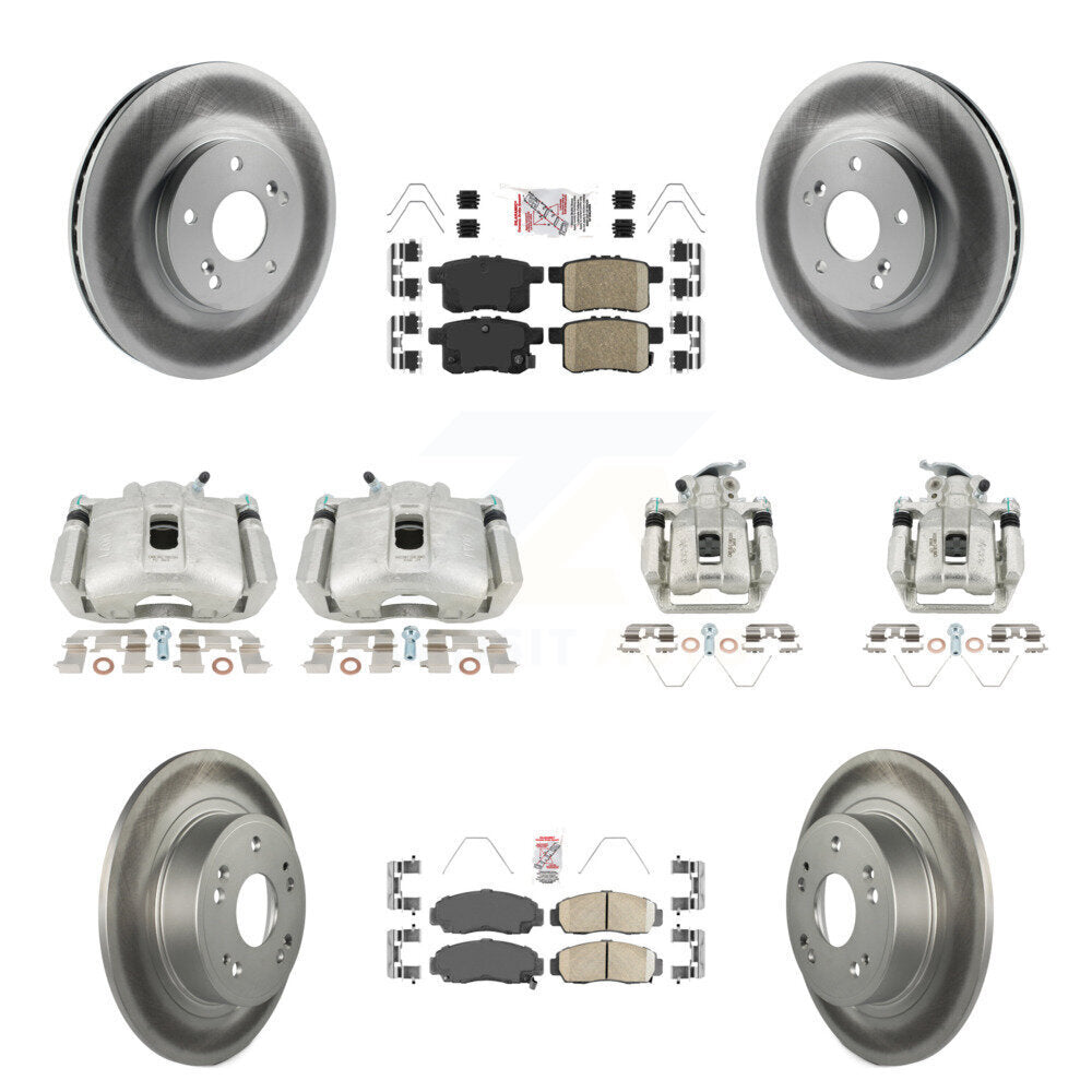 Front Rear Brake Caliper Coat Rotors & Ceramic Pad Kit (10Pc) For Honda Accord Acura TSX KCG-102389N
