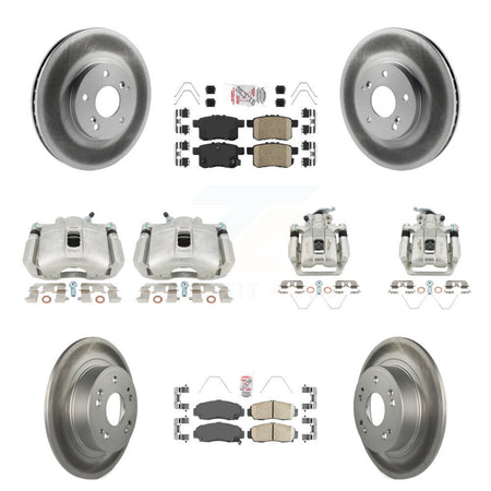 Front Rear Brake Caliper Coat Rotors & Ceramic Pad Kit (10Pc) For Honda Accord Acura TSX KCG-102389N