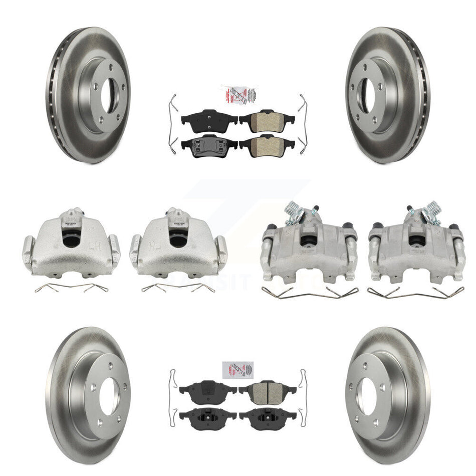 Front Rear Brake Caliper Coat Rotor & Semi-Metallic Pad Kit (10Pc) For 2005 Mazda 3 2.0L KCG-102392N
