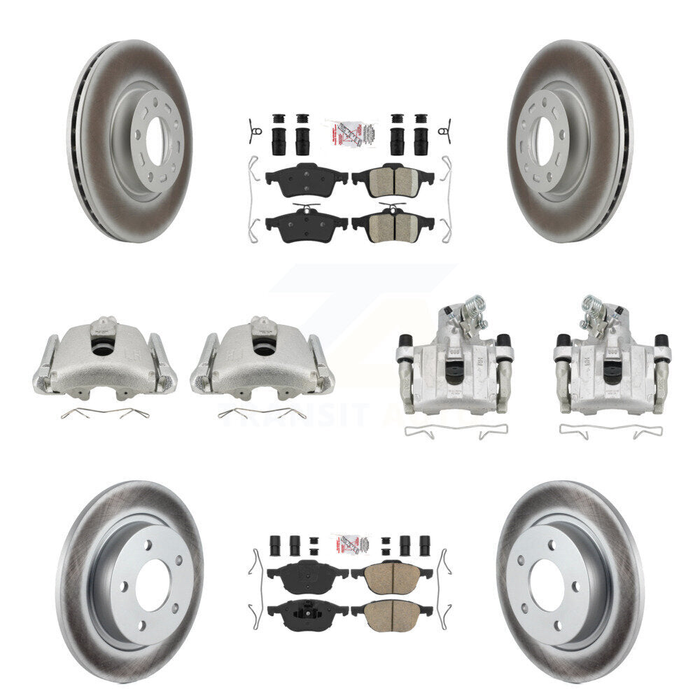 Front Rear Disc Brake Caliper Coated Rotors And Ceramic Pad Kit (10Pc) For Mazda 3 Sport KCG-102393N
