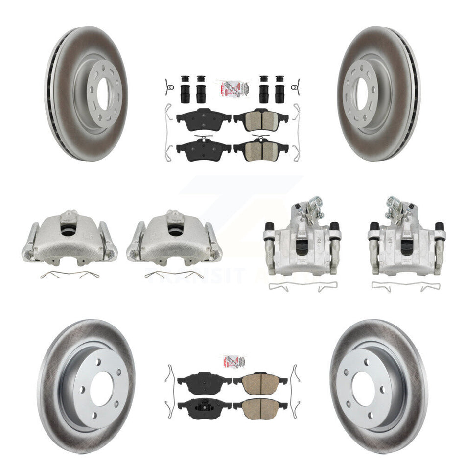 Front Rear Disc Brake Caliper Coated Rotors And Ceramic Pad Kit (10Pc) For Mazda 3 Sport KCG-102394N