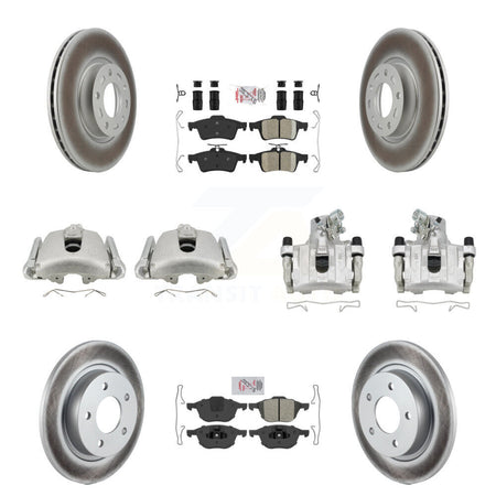 Front Rear Disc Brake Caliper Coat Rotors & Ameribrakes Pad Kit (10Pc) For Mazda 3 Sport KCG-102395N