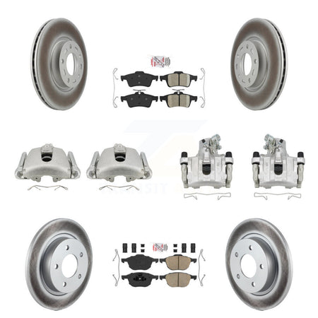 Front Rear Disc Brake Caliper Coated Rotors And Ceramic Pad Kit (10Pc) For Mazda 3 Sport KCG-102396N