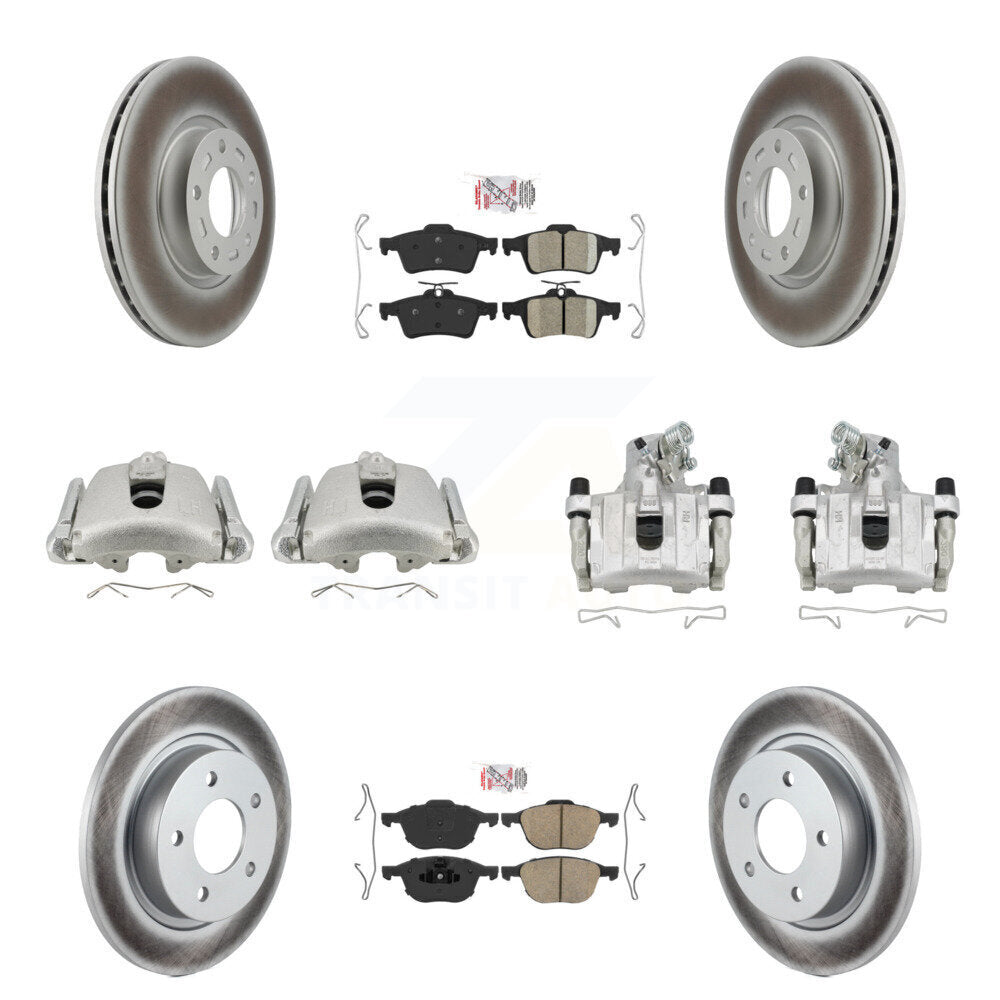Front Rear Disc Brake Caliper Coated Rotors And Ceramic Pad Kit (10Pc) For Mazda 3 Sport KCG-102397N