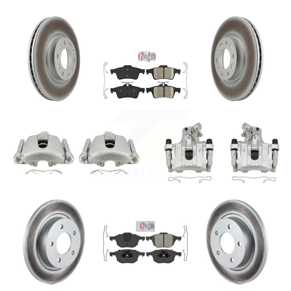 Front Rear Disc Brake Caliper Coat Rotors & Ameribrakes Pad Kit (10Pc) For Mazda 3 Sport KCG-102398N