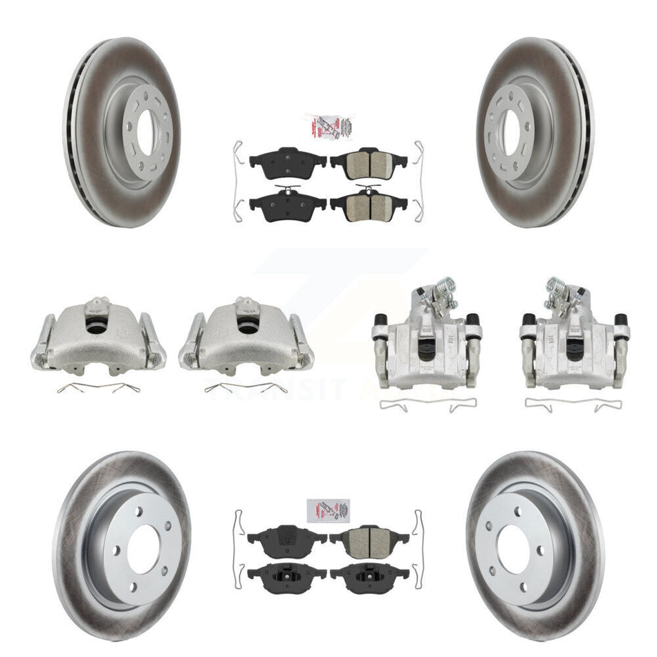 Front Rear Disc Brake Caliper Coat Rotors & Ameribrakes Pad Kit (10Pc) For Mazda 3 Sport KCG-102398N