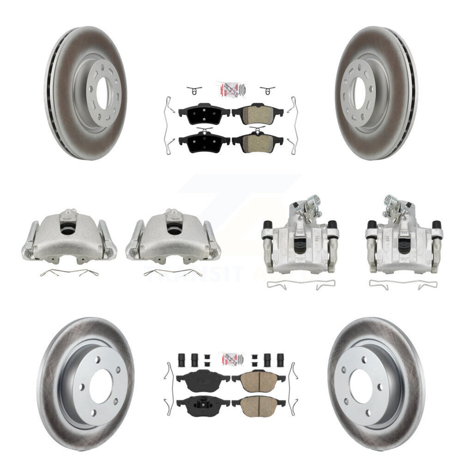 Front Rear Disc Brake Caliper Coat Rotors & Ameribrakes Pad Kit (10Pc) For Mazda 3 Sport KCG-102399N