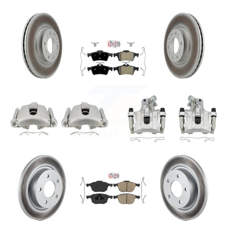 Front Rear Disc Brake Caliper Coat Rotors & Ameribrakes Pad Kit (10Pc) For Mazda 3 Sport KCG-102400N