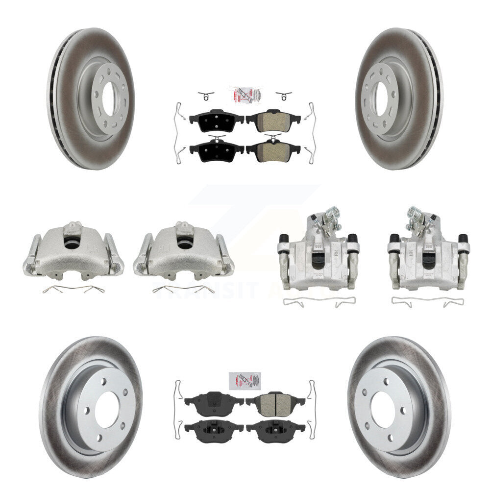 Front Rear Disc Brake Caliper Coat Rotors Semi-Metallic Pad Kit (10Pc) For Mazda 3 Sport KCG-102401N