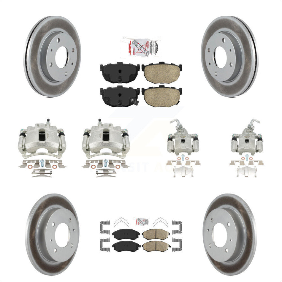 Front Rear Disc Brake Caliper Coated Rotors And Ceramic Pads Kit (10Pc) For 2002 Hyundai Elantra rear brakes To 10 31 01 KCG-102403N by Transit Auto