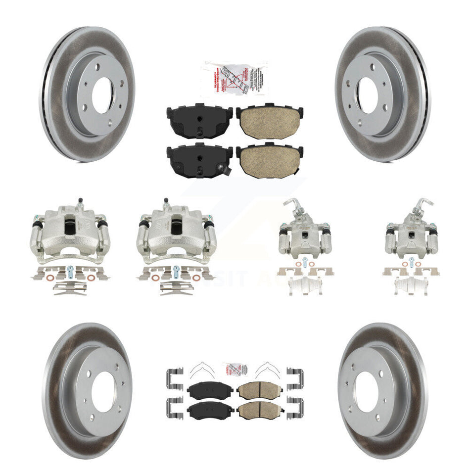 Front Rear Disc Brake Caliper Coated Rotors And Ceramic Pads Kit (10Pc) For 2002 Hyundai Elantra rear brakes To 10 31 01 KCG-102403N