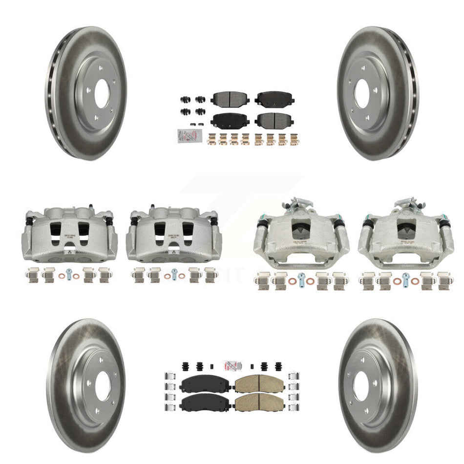 Front Rear Disc Brake Caliper Coated Rotors And Ceramic Pads Kit (10Pc) For Dodge Grand Caravan KCG-102404N