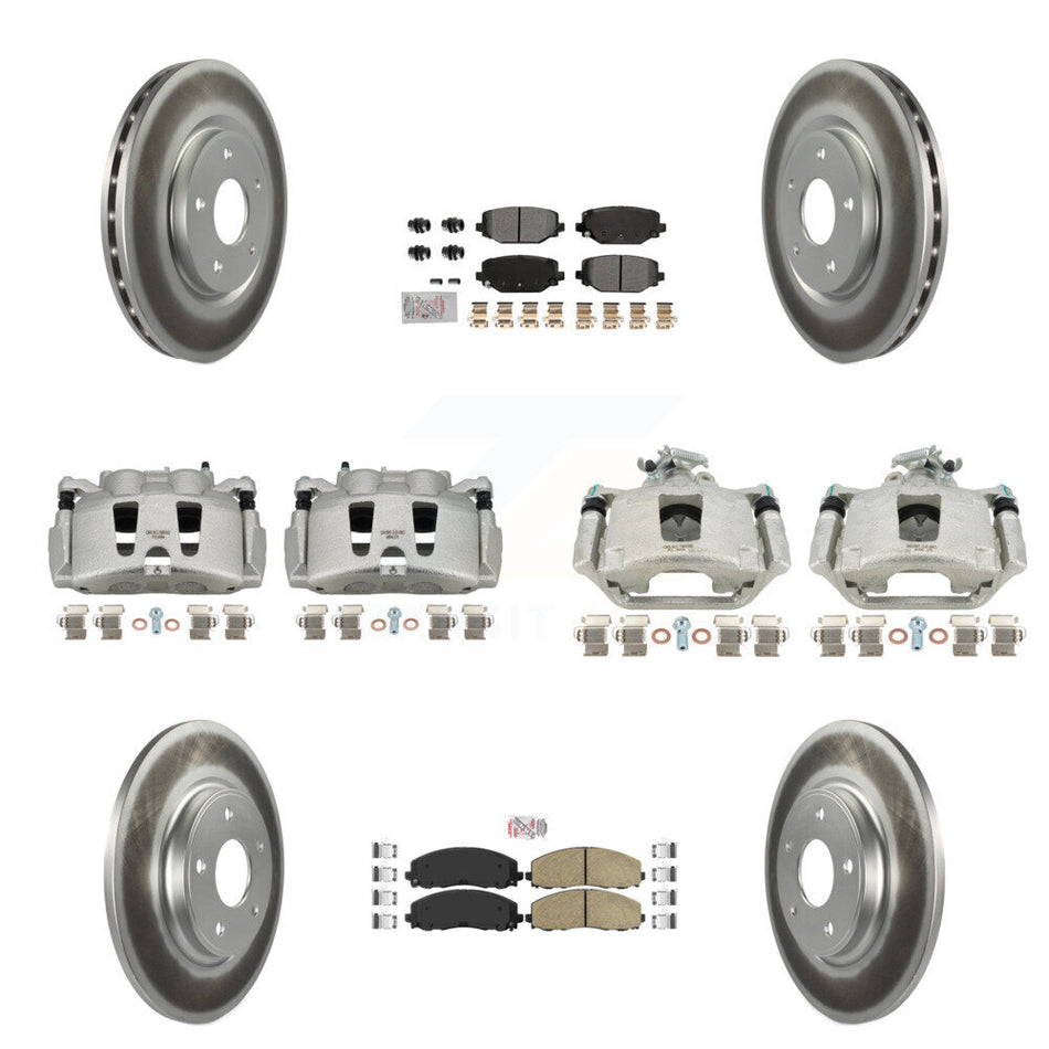 Front Rear Disc Brake Caliper Coated Rotors And Ceramic Pads Kit (10Pc) For Dodge Grand Caravan KCG-102406N