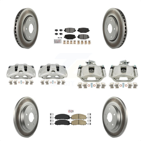 Front Rear Disc Brake Caliper Coated Rotors And Ceramic Pads Kit (10Pc) For 2017-2018 Dodge Grand Caravan With Single Piston KCG-102407N by Transit Auto