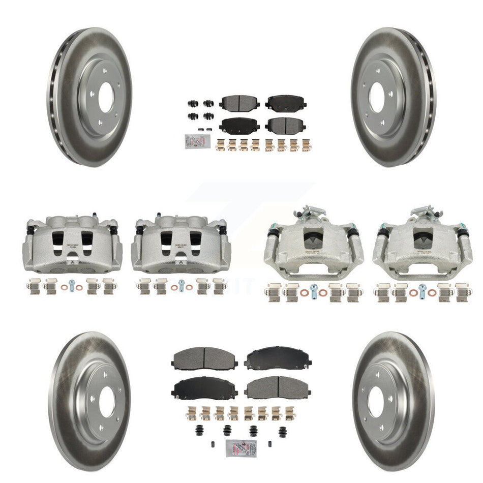 Front Rear Brake Caliper Coat Rotor Semi-Metallic Pad Kit (10Pc) For Dodge Grand Caravan KCG-102408N