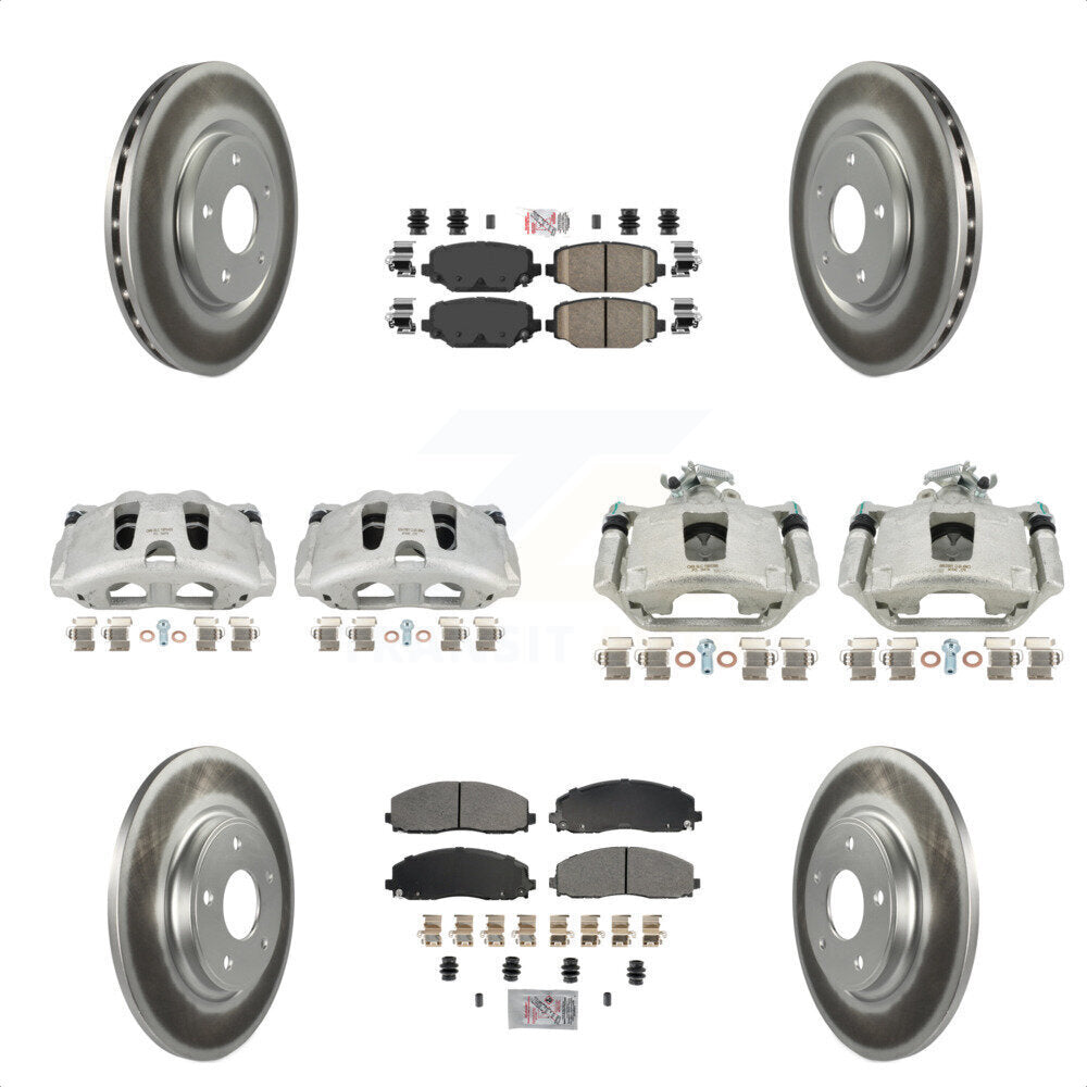 Front Rear Disc Brake Caliper Coated Rotors And Ceramic Pads Kit (10Pc) For Dodge Grand Caravan KCG-102414N by Transit Auto