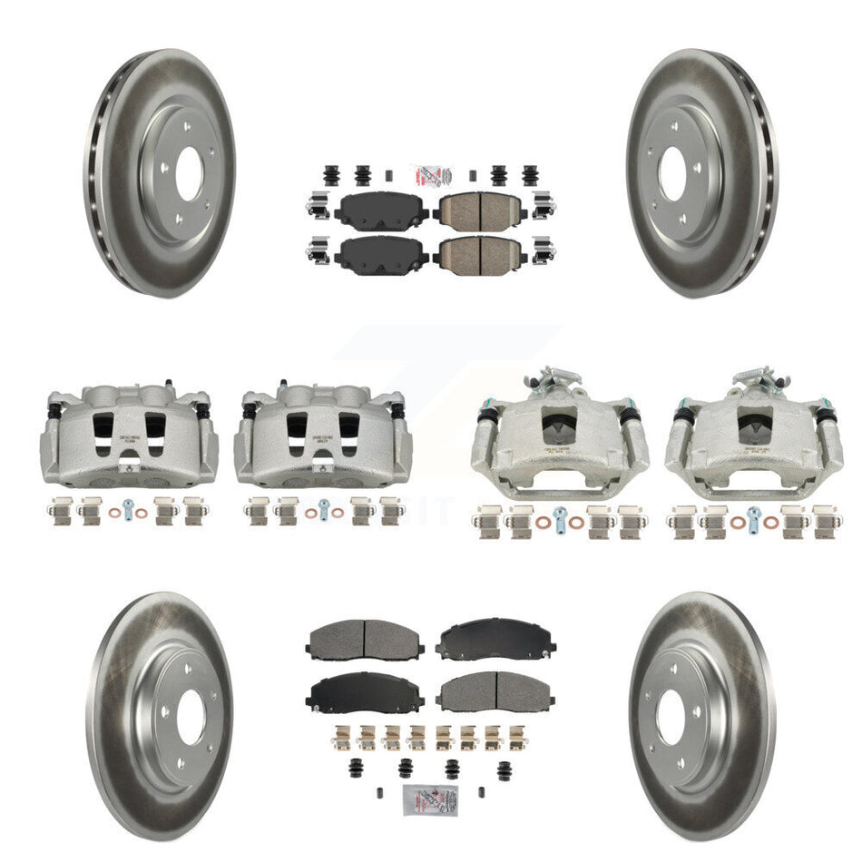 Front Rear Disc Brake Caliper Coated Rotors And Ceramic Pads Kit (10Pc) For Dodge Grand Caravan KCG-102414N