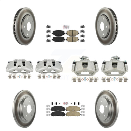 Front Rear Disc Brake Caliper Coated Rotors And Ceramic Pads Kit (10Pc) For 2017-2018 Dodge Grand Caravan With Single Piston KCG-102417N by Transit Auto