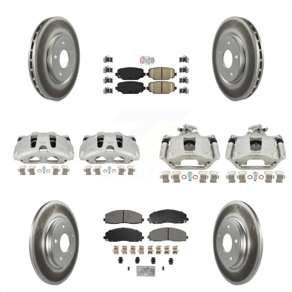 Front Rear Disc Brake Caliper Coated Rotors And Ceramic Pads Kit (10Pc) For Dodge Grand Caravan KCG-102420N by Transit Auto