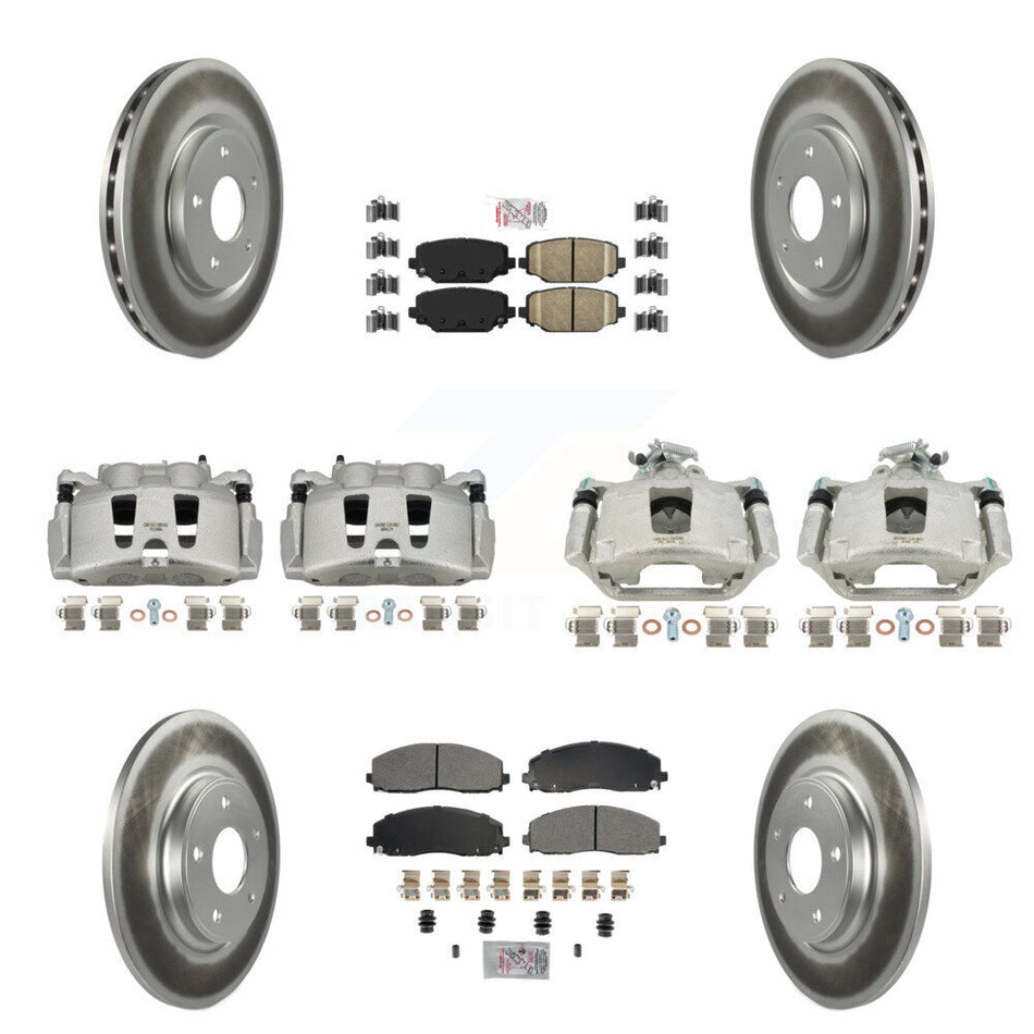 Front Rear Disc Brake Caliper Coated Rotors And Ceramic Pads Kit (10Pc) For Dodge Grand Caravan KCG-102420N